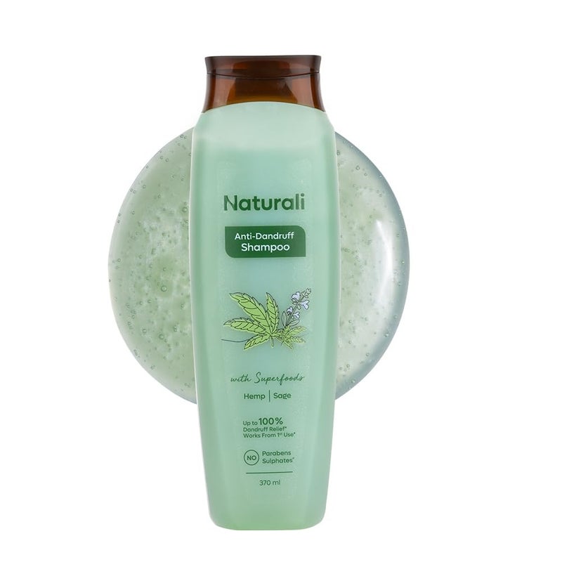 Naturali شامبو ناتورالي المضاد للقشرة حتى 100% تخفيف مع حمض الساليسيليك خالي من الكبريتات وخالي من البارابين شامبو مضاد للقشرة للرجال والنساء 370 مل - Image 1