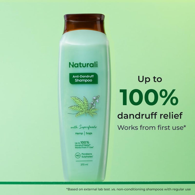 Naturali شامبو ناتورالي المضاد للقشرة حتى 100% تخفيف مع حمض الساليسيليك خالي من الكبريتات وخالي من البارابين شامبو مضاد للقشرة للرجال والنساء 370 مل - Image 2