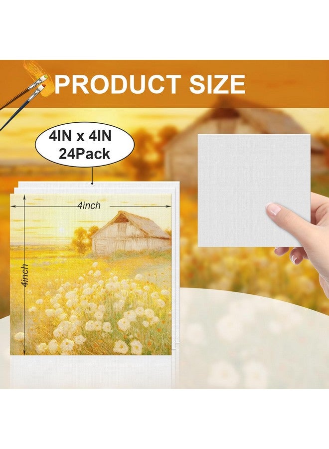 ESRICH 4x4IN Small Canvases for Painting, 24 Pack Mini Canvas Boards Cotton Painting Canvas Primed Acid Free Mini Blank Canvas Panels for Oil Paint,Watercolor,Acrylic Paint,Gouache&Tempera. - Image 2