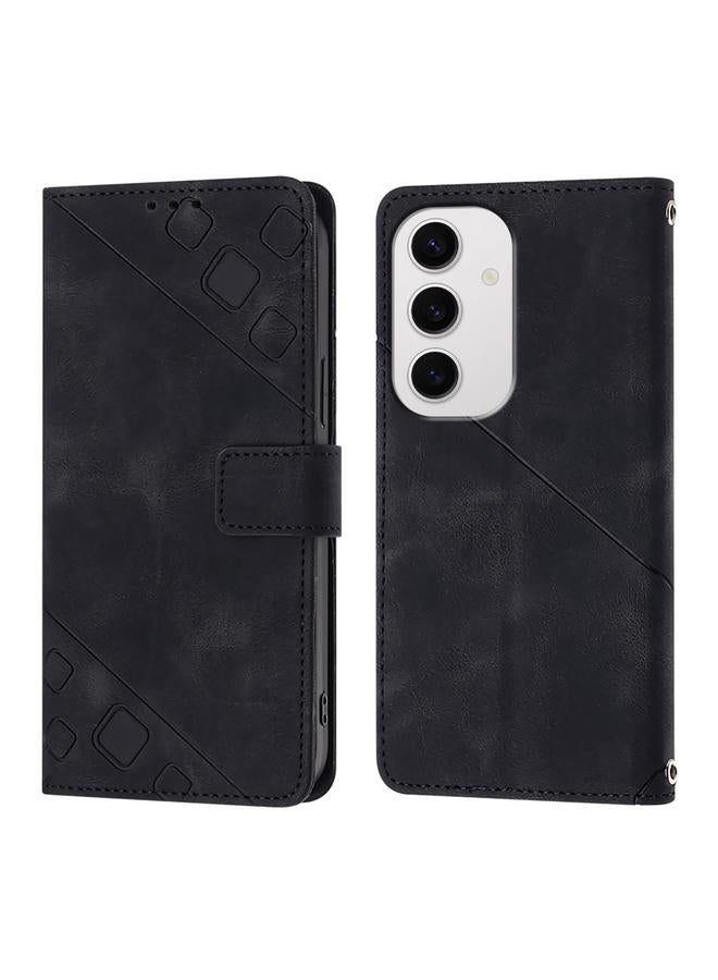 S-TOP Case For Samsung Galaxy S24 FE 5G Skin-feel Embossed Leather Phone Case - Image 3