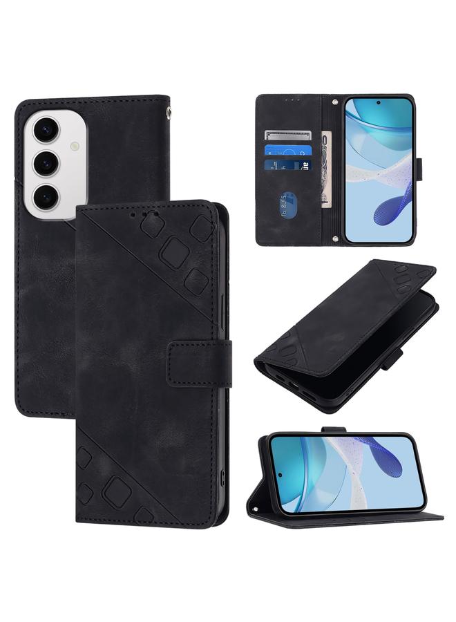 S-TOP Case For Samsung Galaxy S24 FE 5G Skin-feel Embossed Leather Phone Case - Image 1