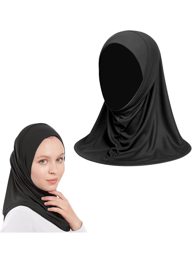 2 Pack Women Chin Wrap Hijab Cap, Milk Silk Inner Under Scarf, Breathable Quick Dry Muslim Daily Hijab Undercap, UV Protection Stretch Wind Dust Resistant Hijab Hat - Image 1