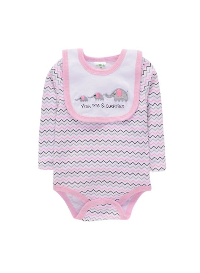 Bambimici Bambimici Little Elephant Print Long Sleeve Bodysuit with Pyjama - Baby Pink  - Image 2