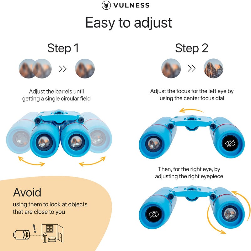VULNESS Small Binoculars for Adults and Kids | Cruise Ship Essentials Camping Bird Watching Travel Hiking Accessories Alaska Costa Rica Must Haves Packing List High Powered Mini Compact VULNESS (Blue, 8X21) - Image 4
