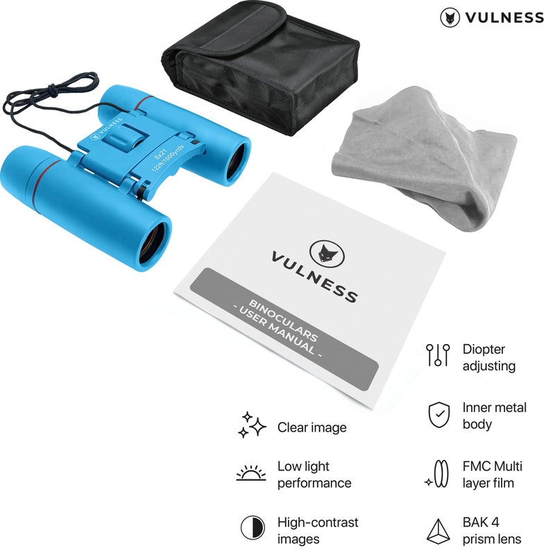 VULNESS Small Binoculars for Adults and Kids | Cruise Ship Essentials Camping Bird Watching Travel Hiking Accessories Alaska Costa Rica Must Haves Packing List High Powered Mini Compact VULNESS (Blue, 8X21) - Image 5