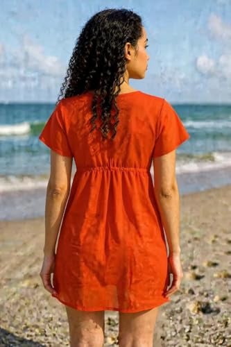 ToBeInStyle Women's Pareo Wrap Swimwear Cover-Up Top - Orange - One Size - Image 3