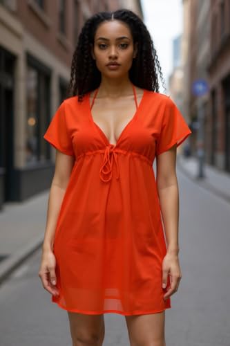 ToBeInStyle Women's Pareo Wrap Swimwear Cover-Up Top - Orange - One Size - Image 2