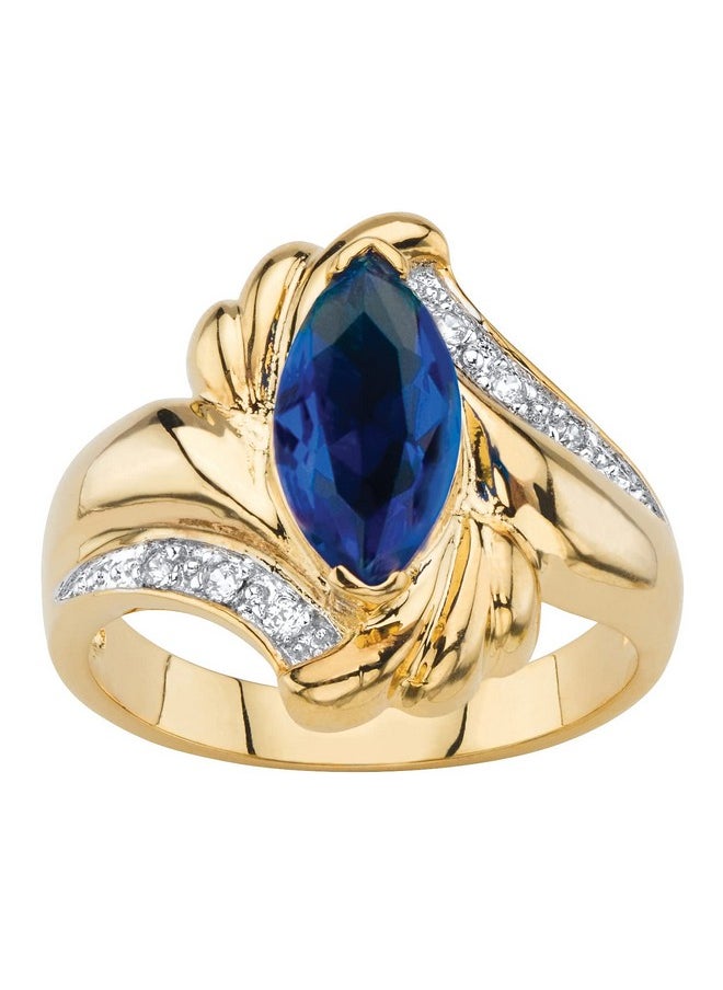 Palm Beach Jewelry Palmbeach Jewelry Yellow Goldplated Marquise Cut Cubic Zirconia Or Sapphire Bypass Swirl Ring Size 8  - Image 1