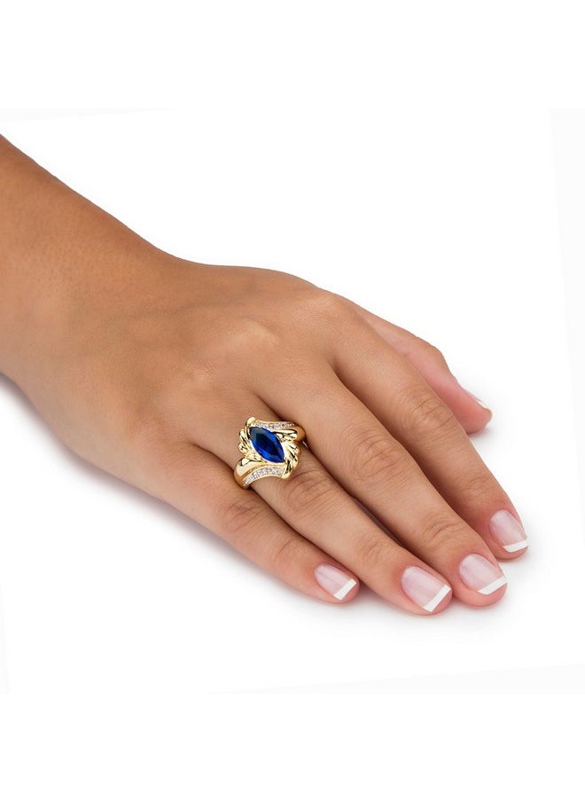 Palm Beach Jewelry Palmbeach Jewelry Yellow Goldplated Marquise Cut Cubic Zirconia Or Sapphire Bypass Swirl Ring Size 8  - Image 3