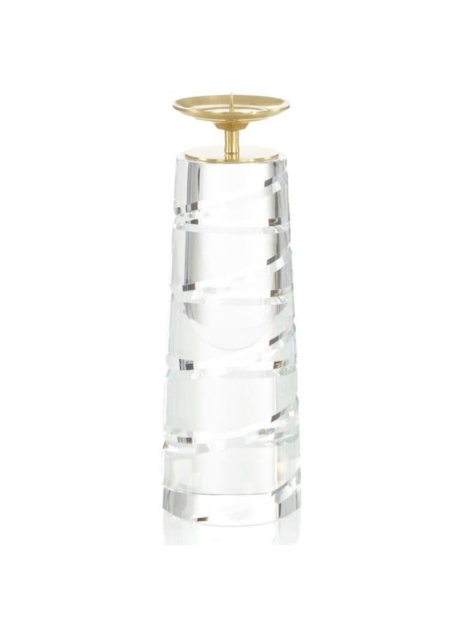 DANUBE HOME Percy Crystal Candle Holder Candle Stand Decorative Candlestick Holder Elegant Crystal Centerpieces Metal Candle Stick Holder Wedding Party Gift Clear 10x10x27Cm 