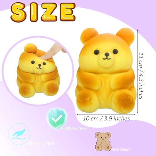 funnysquee Cute Bear Squishies Toy Super Soft Slow Rising Animal Bears Bread Birthday Gift for KidsKawaii Stress Relief Squeeze Toy Cute Bear Bread - Image 5
