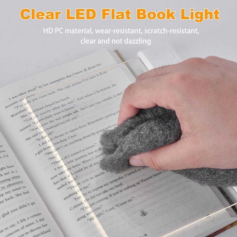 VEEKI Book Light, Rechargeable Clear LED Flat Reading Light with 3 Colors & Timer, Dimmable Panel Plate Lamp Book Full Page Light for Reading in Bed at Night, Funny Gifts for Readers Kids Women Men (Pink) - Image 2