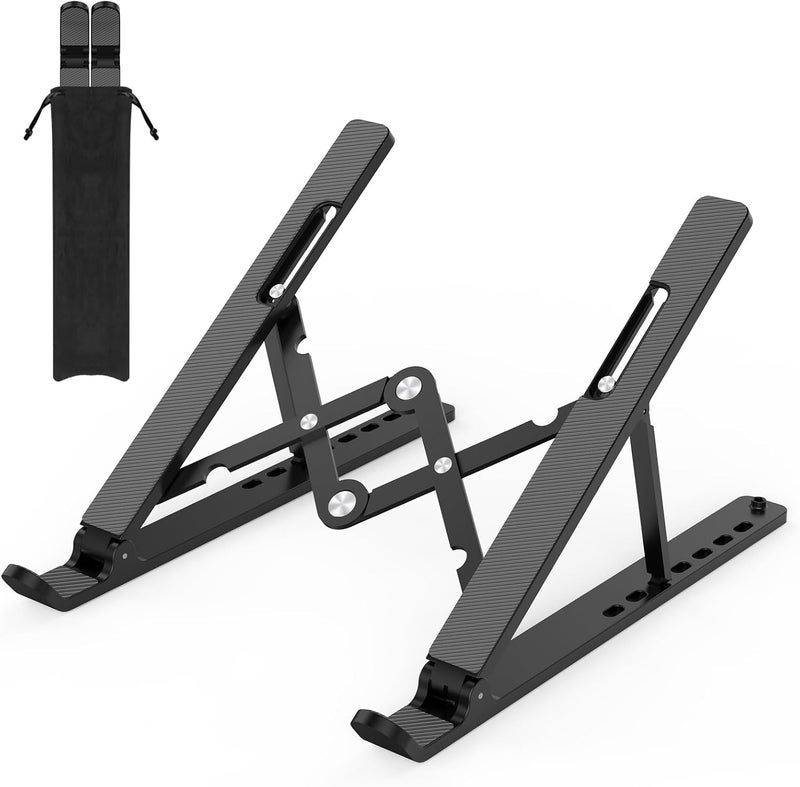 Adjustable Laptop Stand, Portable Aluminum Laptop Riser Laptop Holder for Desk, Foldable Ventilated Cooling Notebook Stand for MacBook Pro/Air, HP, Lenovo, Sony, Dell, More 10-15.6” Laptops, Tablets - Image 1