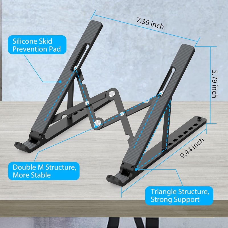 Adjustable Laptop Stand, Portable Aluminum Laptop Riser Laptop Holder for Desk, Foldable Ventilated Cooling Notebook Stand for MacBook Pro/Air, HP, Lenovo, Sony, Dell, More 10-15.6” Laptops, Tablets - Image 4