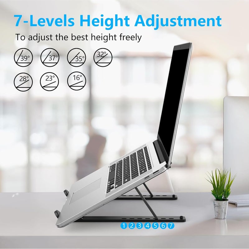 Adjustable Laptop Stand, Portable Aluminum Laptop Riser Laptop Holder for Desk, Foldable Ventilated Cooling Notebook Stand for MacBook Pro/Air, HP, Lenovo, Sony, Dell, More 10-15.6” Laptops, Tablets - Image 3