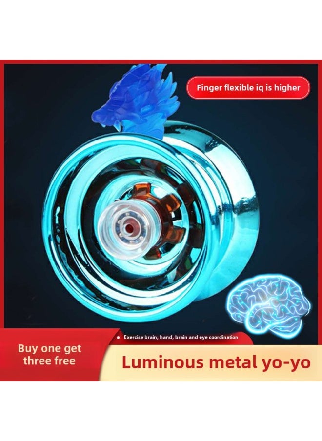 Generic Alloy Yo-Yo Children's Genuine Yo-Yo Luminous Toy Boy Auto Swing Beginner Yoyo-Color:Rose Red  (free Finger Cot + 2 Ropes)  - Image 2