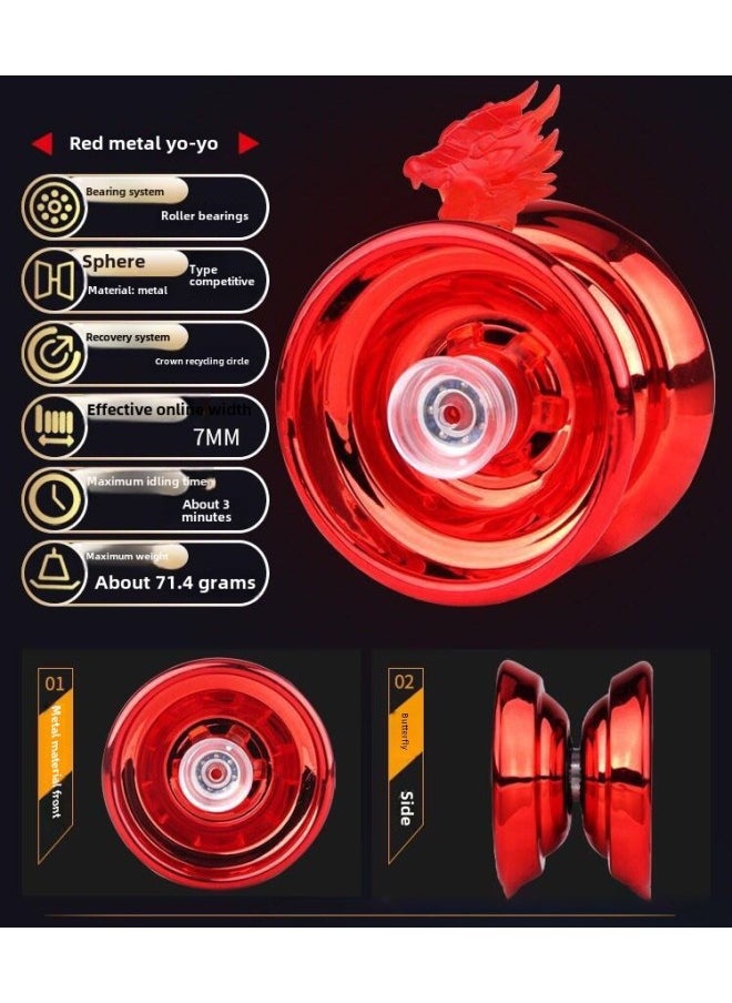 Generic Alloy Yo-Yo Children's Genuine Yo-Yo Luminous Toy Boy Auto Swing Beginner Yoyo-Color:Rose Red  (free Finger Cot + 2 Ropes)  - Image 1