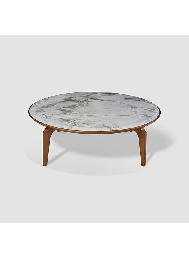 AL HUZAIFA FURNITURE - Aldis Coffee Table Natural Italian Victoria Marble In American Ashwood Legs - Image 1