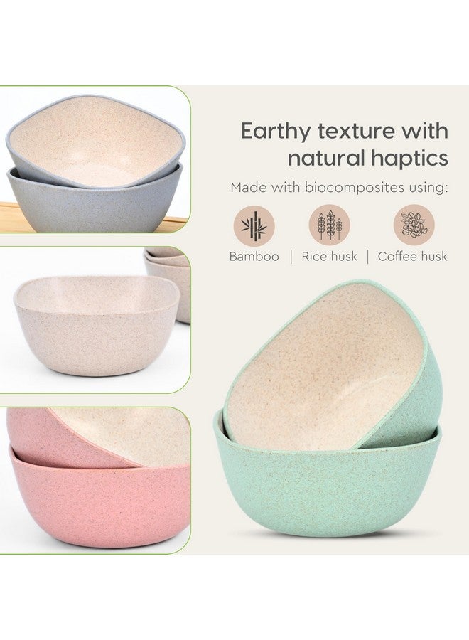 Eha Earth-Friendly Small Soup Bowl | Ice Cream Bowl | Dessert Bowls | 300 ml | Made with Bamboo Fibers & Rice Husk | Microwave Safe Bowl | Serving Bowl Set of 4 | Multicolor - Image 5