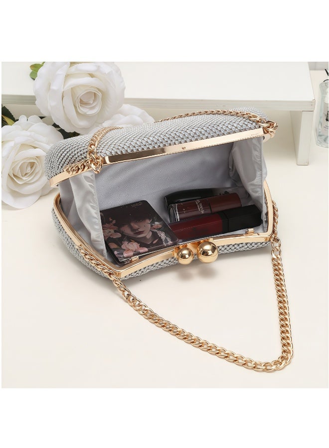 Tiokkss Diamond-Embellished Evening Clutch – Korean-Style High-End Party Handbag  Urban Chic Evening Purse​ - Image 5