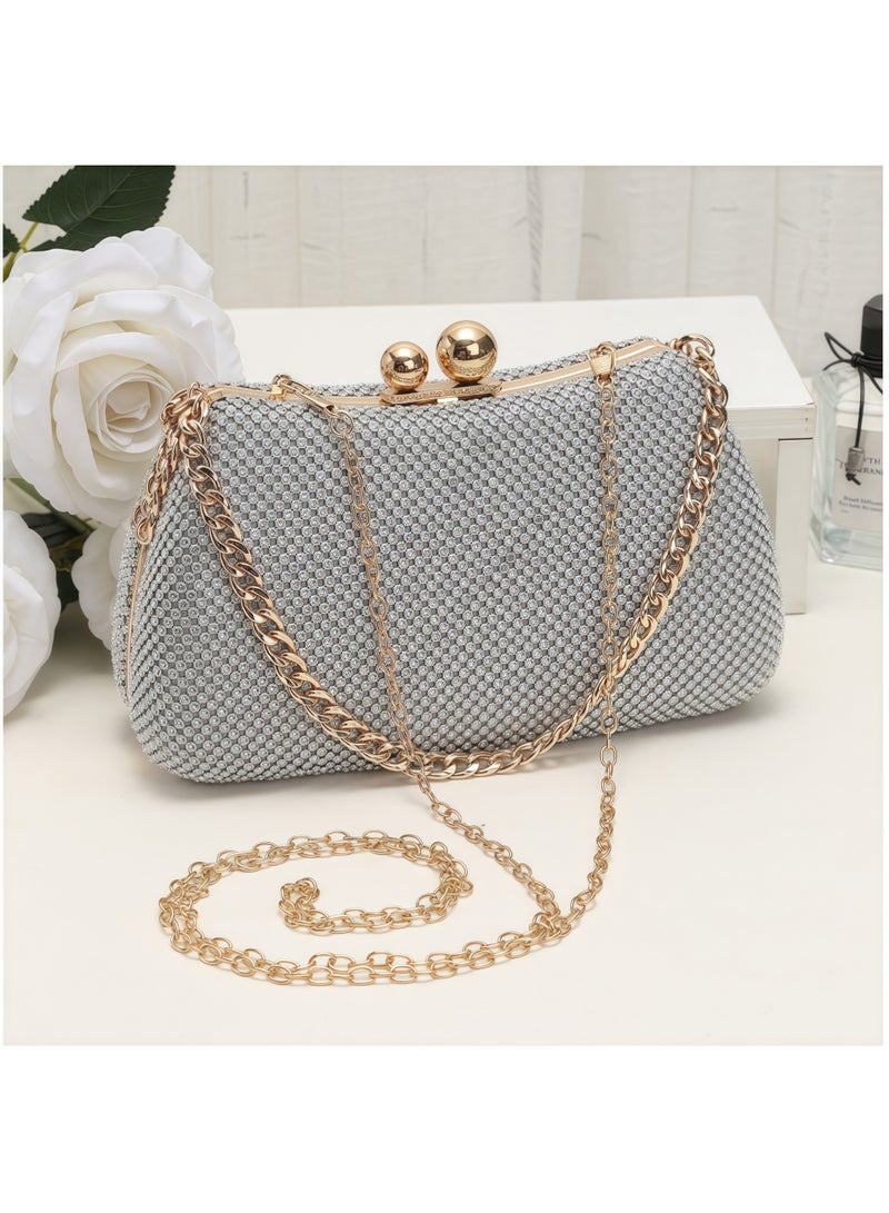 Tiokkss Diamond-Embellished Evening Clutch – Korean-Style High-End Party Handbag  Urban Chic Evening Purse​ - Image 3
