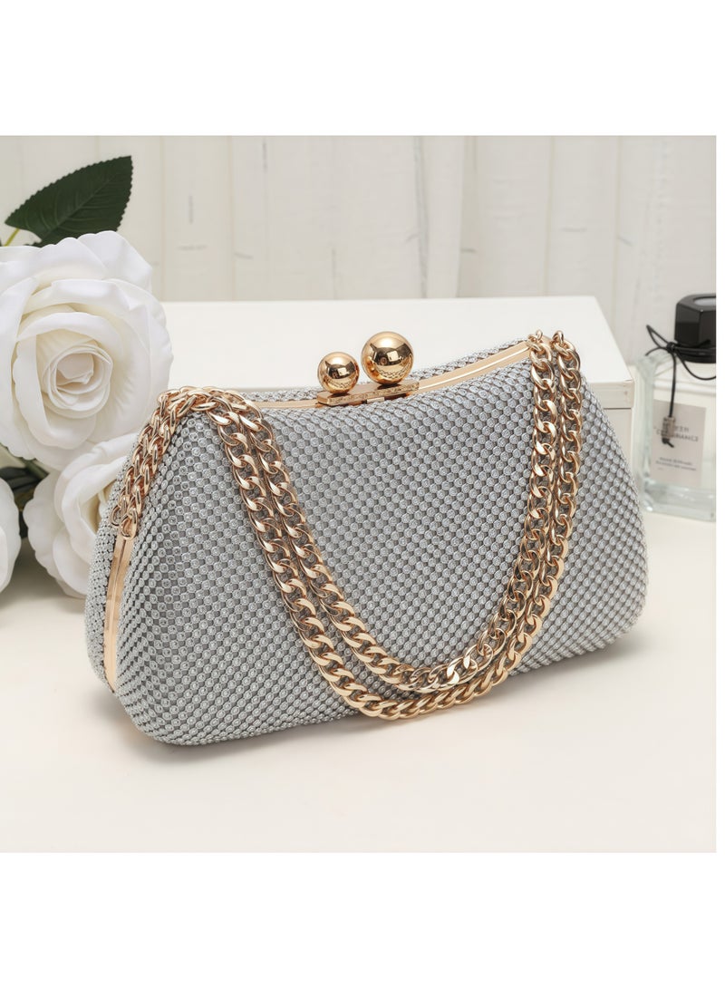 Tiokkss Diamond-Embellished Evening Clutch – Korean-Style High-End Party Handbag  Urban Chic Evening Purse​ - Image 2