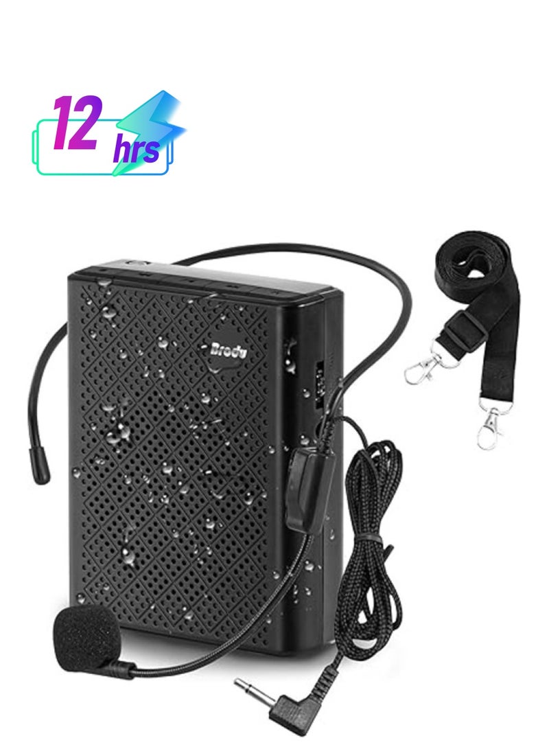 Voice Amplifier with Wired Microphone Headset, Portable Rechargeable PA System Speaker Personal Microphone Speech Amplifier, Loudspeaker for Teachers, Tour Guides/Coaches Matting/Yoga/Fitness (Black)  - Image 1