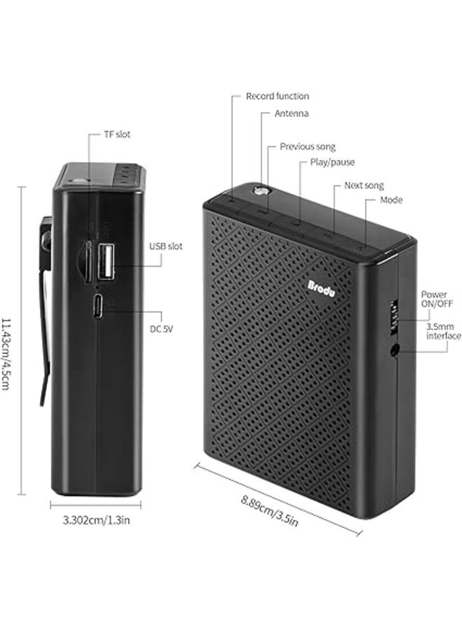 Voice Amplifier with Wired Microphone Headset, Portable Rechargeable PA System Speaker Personal Microphone Speech Amplifier, Loudspeaker for Teachers, Tour Guides/Coaches Matting/Yoga/Fitness (Black)  - Image 2