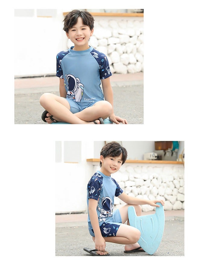 Generic 3Pcs Swimsuit Split Set，Professional Training Swimsuit for Children Round Neck Quick Dry Elastic Recommended by Summer Gift 120cm - Image 4
