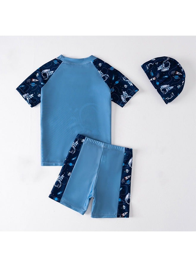 Generic 3Pcs Swimsuit Split Set，Professional Training Swimsuit for Children Round Neck Quick Dry Elastic Recommended by Summer Gift 120cm - Image 5