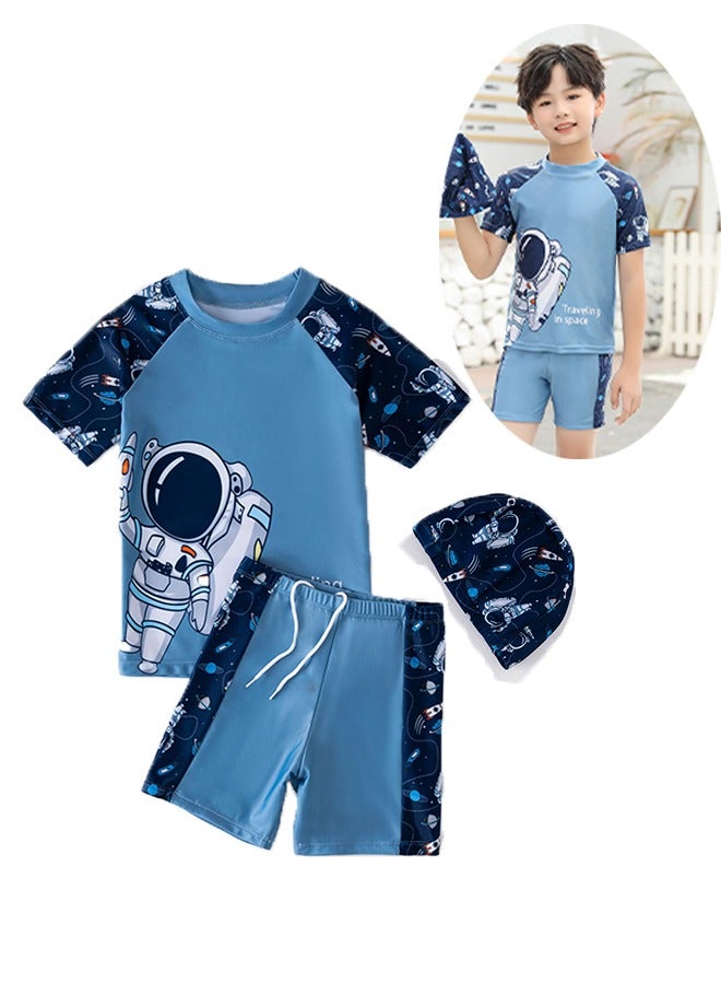 Generic 3Pcs Swimsuit Split Set，Professional Training Swimsuit for Children Round Neck Quick Dry Elastic Recommended by Summer Gift 120cm - Image 1