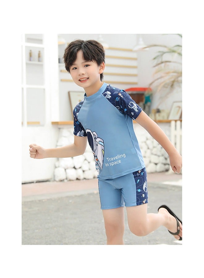 Generic 3Pcs Swimsuit Split Set，Professional Training Swimsuit for Children Round Neck Quick Dry Elastic Recommended by Summer Gift 120cm - Image 2