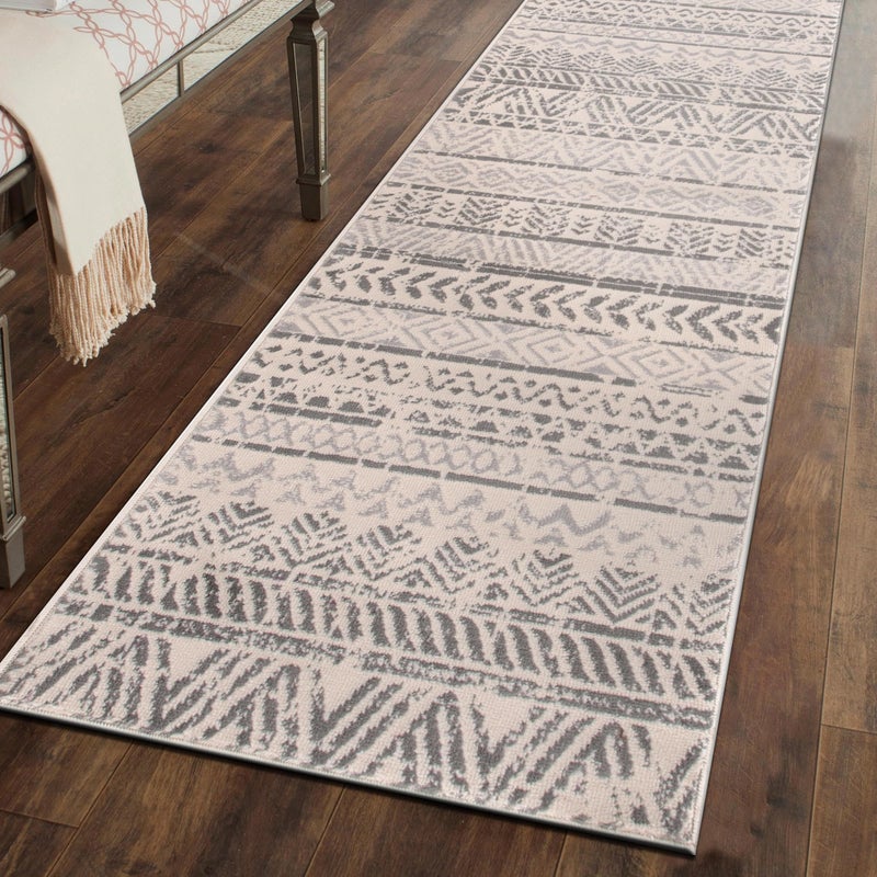 Rugshop Geometric Boho Perfect for high Traffic Areas of Your Living RoomBedroomHome OfficeKitchen Runner Rug 2 x 10 Gray