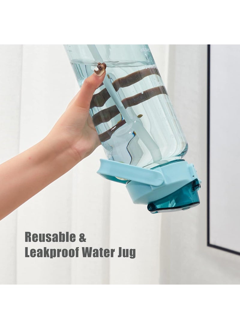 MAGIC PLUS MAGIC PLUS Plastic Water Bottle with Motivational Time Marker Gallon Water Bottle with Straw and Handle Leakproof Durable Sipper Water Bottle for Office School Gym 2 Litre Multicolor  - Image 4