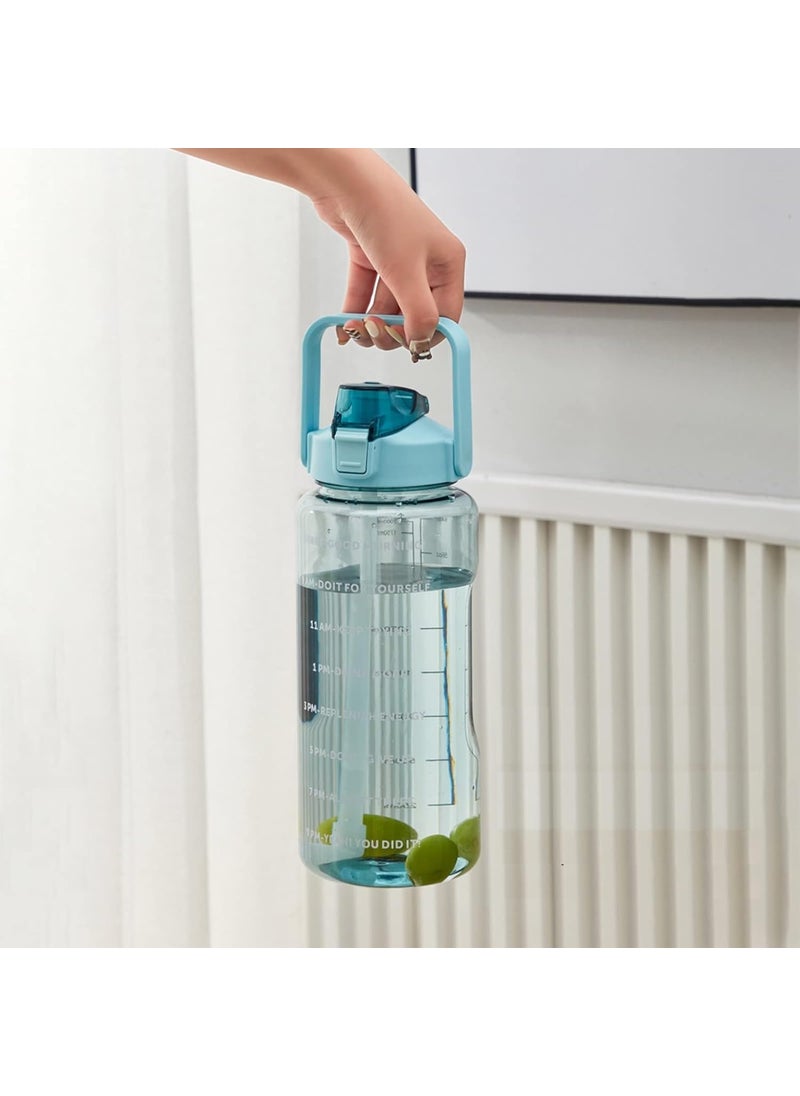 MAGIC PLUS MAGIC PLUS Plastic Water Bottle with Motivational Time Marker Gallon Water Bottle with Straw and Handle Leakproof Durable Sipper Water Bottle for Office School Gym 2 Litre Multicolor  - Image 1
