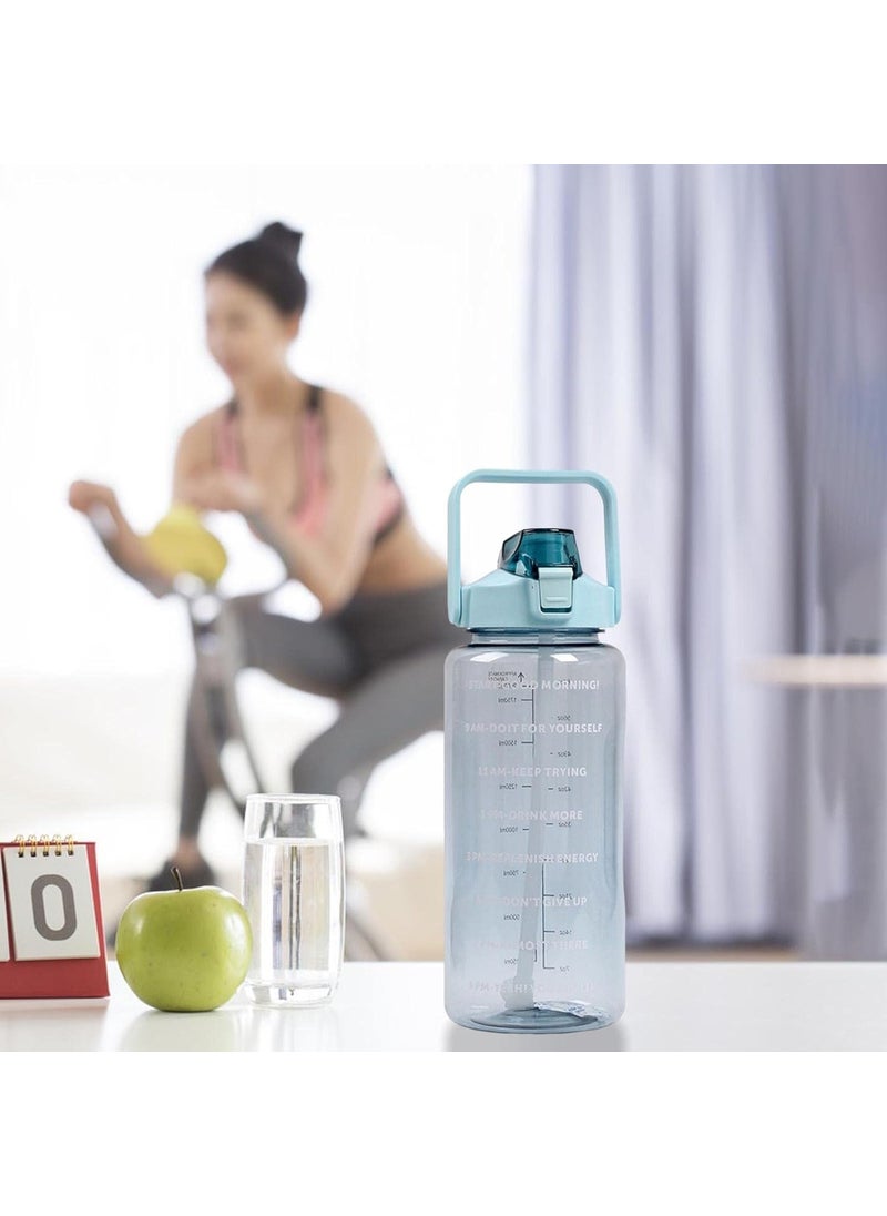 MAGIC PLUS MAGIC PLUS Plastic Water Bottle with Motivational Time Marker Gallon Water Bottle with Straw and Handle Leakproof Durable Sipper Water Bottle for Office School Gym 2 Litre Multicolor  - Image 2