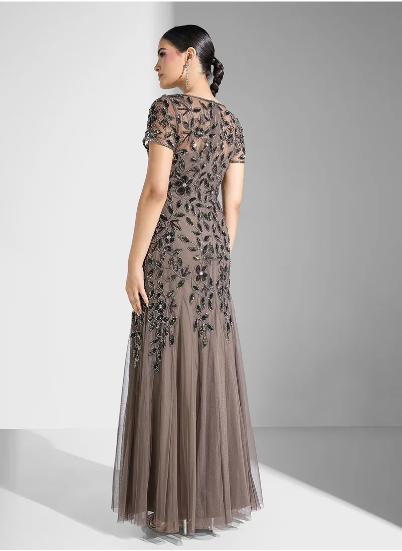 ادريانا بابيل Embellished Tiered Dress