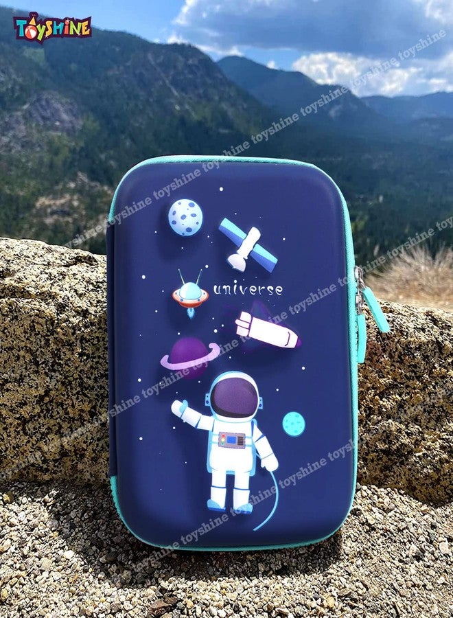Toyshine Astronaut Space Theme 3D EVA Hardtop Pencil Case with Compartments - Kids Large Capacity School Supply Organizer Students Stationery Box - Girls Boys Pen Pouch, Blue - Image 5