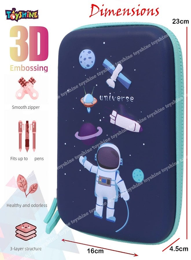 Toyshine Astronaut Space Theme 3D EVA Hardtop Pencil Case with Compartments - Kids Large Capacity School Supply Organizer Students Stationery Box - Girls Boys Pen Pouch, Blue - Image 4