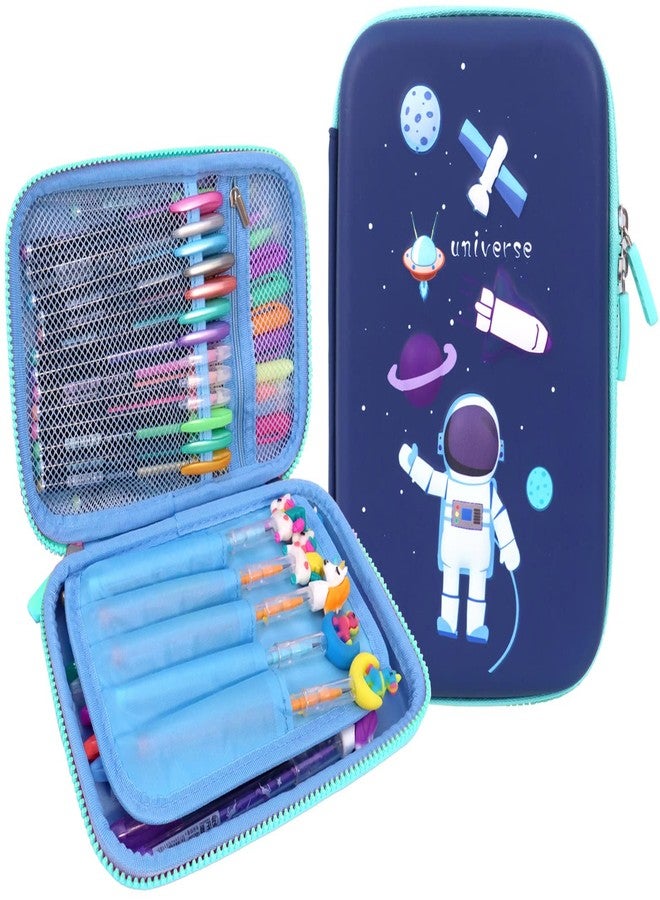 Toyshine Astronaut Space Theme 3D EVA Hardtop Pencil Case with Compartments - Kids Large Capacity School Supply Organizer Students Stationery Box - Girls Boys Pen Pouch, Blue - Image 1
