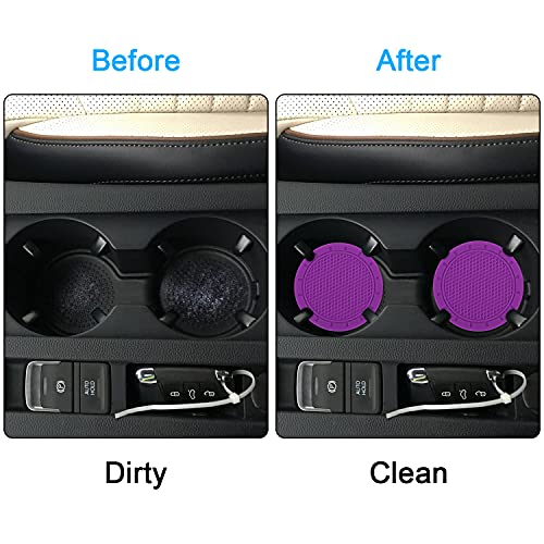 Wisdompro Car Coasters, Wisdompro 4 Pack PVC Car Cup Holder Insert Coaster - Anti Slip Universal Vehicle Interior Accessories Cup Mats for Women(2.75" Diameter, Purple) - Image 4