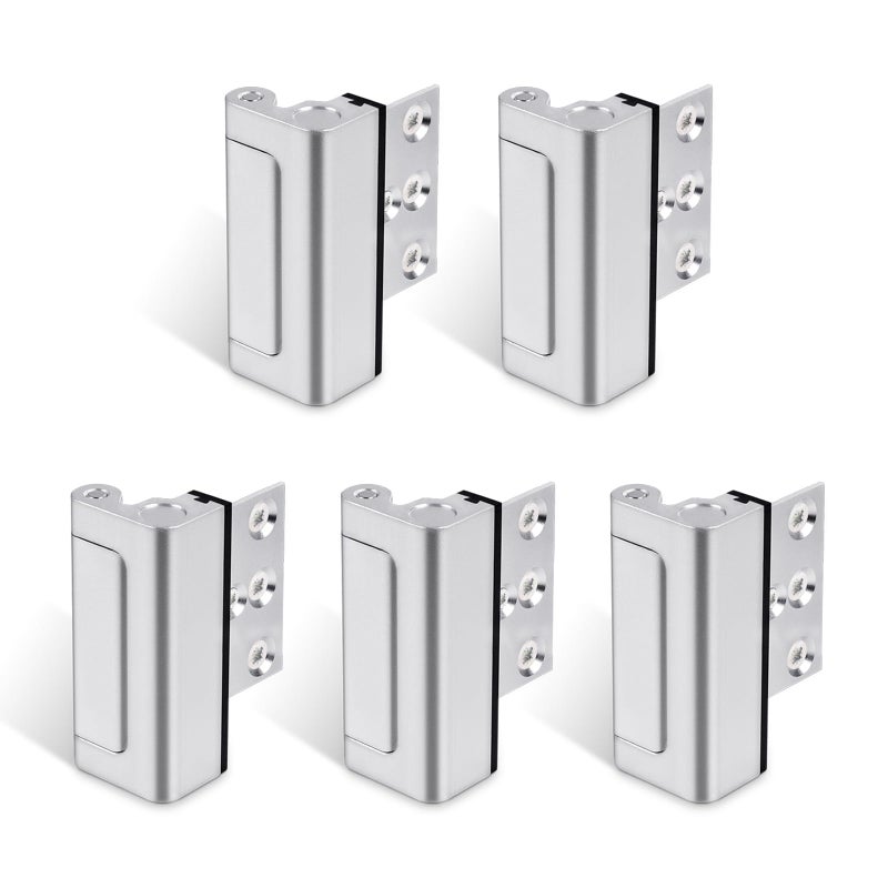 GreaTalent 5PACK Home Security Door Reinforcement Lock Childproof Add High Security to Home Prevent Unauthorized Entry Aluminum Construction Finish Frame Lock Silver - Image 2