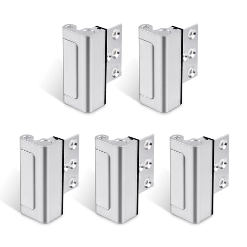 GreaTalent 5PACK Home Security Door Reinforcement Lock Childproof Add High Security to Home Prevent Unauthorized Entry Aluminum Construction Finish Frame Lock Silver - Image 1
