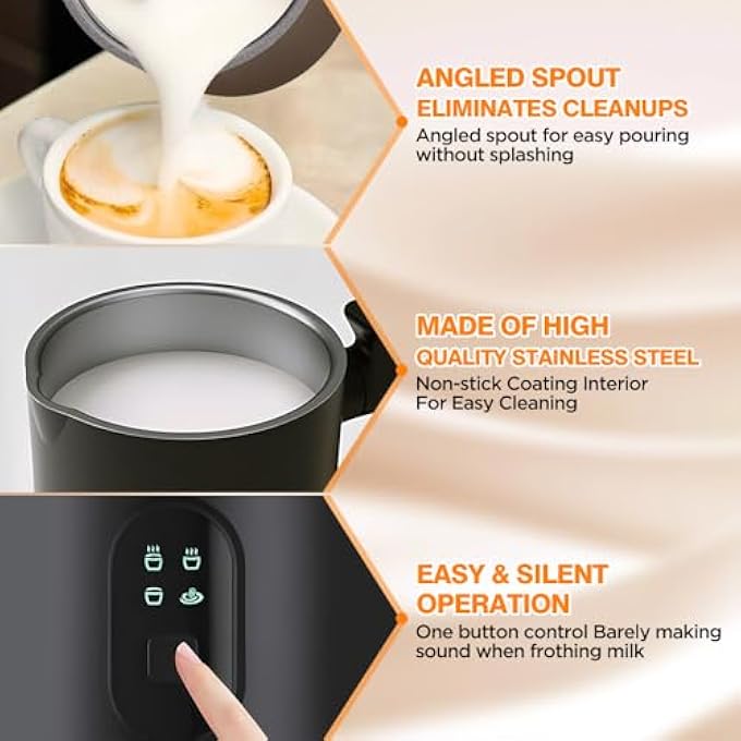 Baeskii Milk Frother 4In1 Electric Milk Steamer Automatic Hot And Cold Foam Maker And Milk Warmer For Latte Cappuccinos Macchiato 400W 2025 Newest Black - Image 4