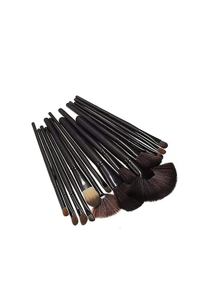 Makeup Brush Set 24pcs Wood Handle Essential Makeup Kit with Travel Pouch (Black)