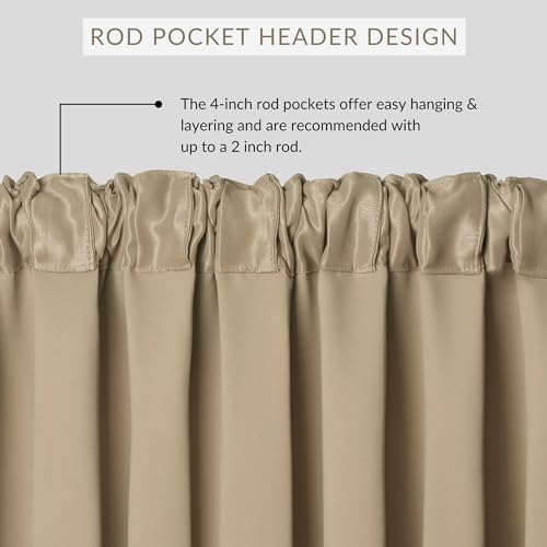 Elrene All Seasons Room-Darkening Waterfall Window Valance, Accessory for Bedroom or Living Room Windows with Rod Pocket Tabs, 52" x 36", Taupe, 1 Valance - Image 2