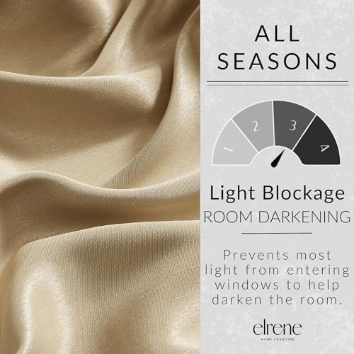 Elrene All Seasons Room-Darkening Waterfall Window Valance, Accessory for Bedroom or Living Room Windows with Rod Pocket Tabs, 52" x 36", Taupe, 1 Valance - Image 4