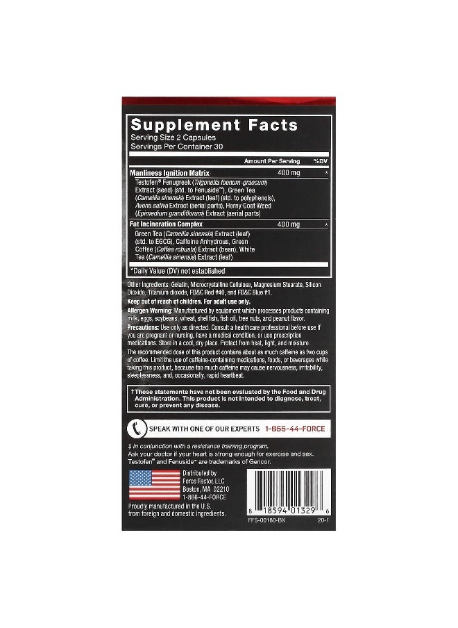 Force Factor Force Factor, Test X180 Ignite®, 60 Capsules  - Image 2