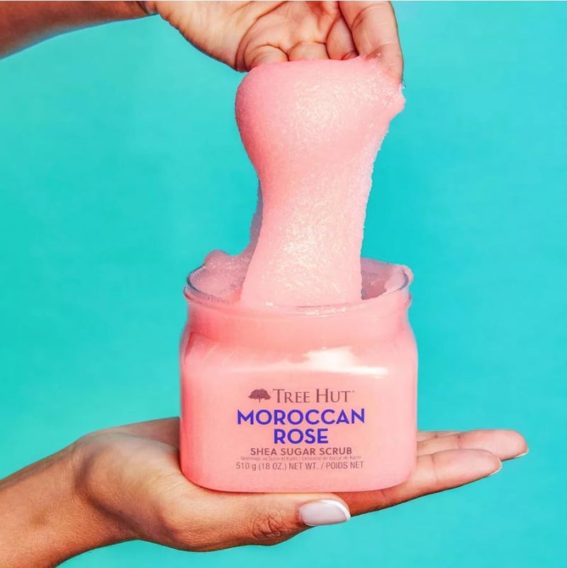 Tree Hut Moroccan Rose Shea Sugar Scrub, Exfoliating & Hydrating Body Scrub with Shea Butter & Essential Oils, Smooth & Soften Skin, Holiday Gift & Stocking Stuffer, 18 oz - Image 2