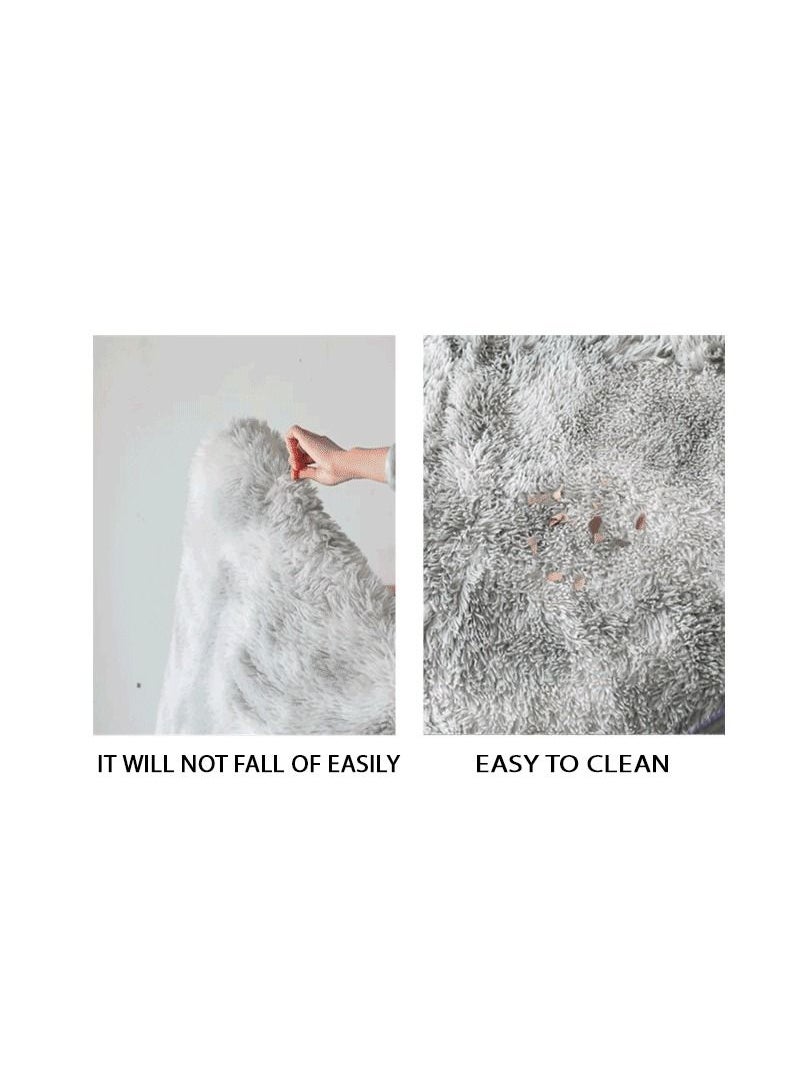 Modern Wool Fluffy Rectangle Floor Mat with Anti-Slip High-Pile Bottom and Upgraded Foam (120×160 CM)